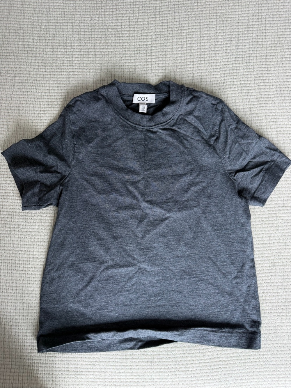 COS Short Sleeve Crewneck T‑Shirt in Charcoal